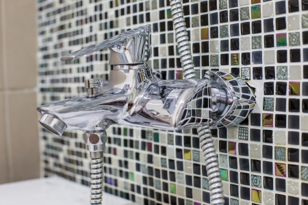 Stainless steel kitchen faucet and sinkの写真素材