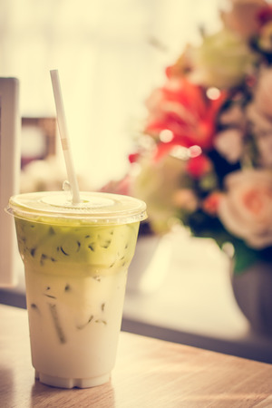 Drink green tea smoothie cold.の写真素材