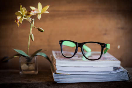spectacles and booksの写真素材