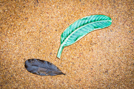Flower carving on old polished stone wallの写真素材