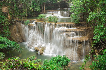 Beautiful waterfall in autumn forest, deep forest waterfall, Kanchanaburi province, Thailandの写真素材