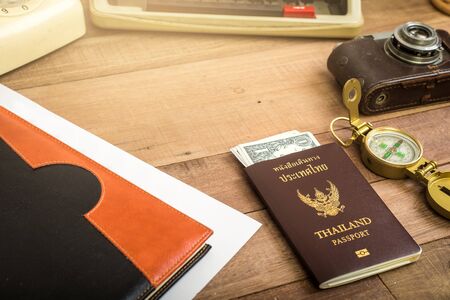 Travel accessories costumes. Passports for the tripの写真素材