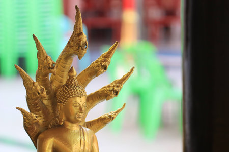 Close up golden buddha statueの写真素材