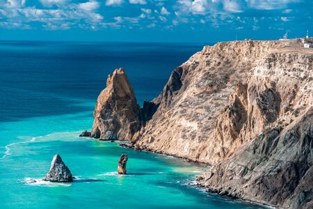 cape Fiolent sea, azure water after storm, cloudsの写真素材