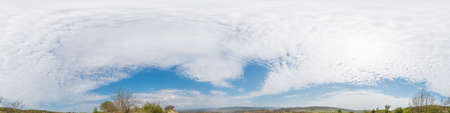 sky panorama with clouds without ground, for easy use in 3D graphics and panorama for composits in aerial and ground spherical panoramas as a sky domeの写真素材