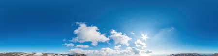 sky panorama with clouds without ground, for easy use in 3D graphics and panorama for composits in aerial and ground spherical panoramas as a sky domeの写真素材
