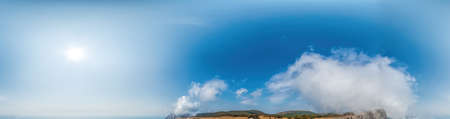 sky panorama with clouds without ground, for easy use in 3D graphics and panorama for composits in aerial and ground spherical panoramas as a sky domeの写真素材