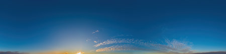 Dawn Sky panorama with Cirrus clouds in Seamless spherical equirectangular format with complete...