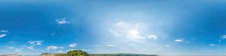 Blue sky with light clouds Seamless panorama in spherical equirectangular format with complete...