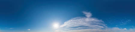 Blue sky with Cirrus clouds Seamless panorama in spherical equirectangular format. Complete zenith...