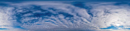 Sky panorama with Cumulus clouds in seamless spherical equirectangular format. Complete zenith for...