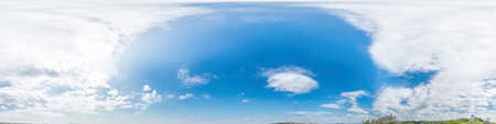 Seamless panorama of sky with light clouds in spherical equirectangular format with complete zenith...