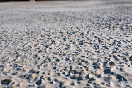Close up of concrete foundation Building background. The angle of the concrete base after the...