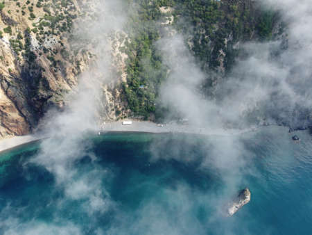 Abstract aerial nature summer ocean sunset sea and sky background. Natural sky with puffy Cumulus...