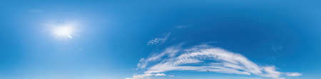 Blue sky panorama with Cirrus clouds. Seamless hdr 360 degree pano in spherical equirectangular...
