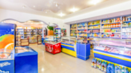 Abstract blur and defocused shopping mall retail in department store interior for backgroundの写真素材