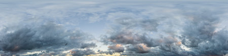 Overcast sky panorama on rainy day with Nimbostratus clouds in seamless spherical equirectangular...