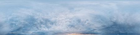 Dramatic overcast sky panorama with dark gloomy Cumulonimbus clouds. HDR 360 seamless spherical...