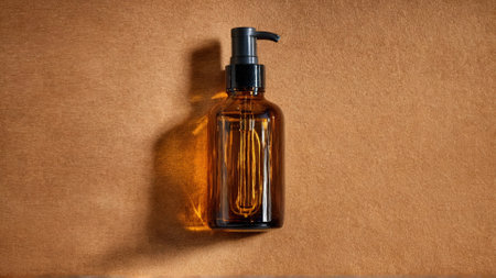 Smoothing hair serum with frizz control glossy strands weightless oils soft golden light mockupの素材