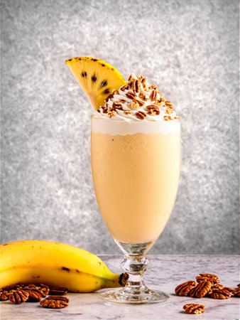 Hummingbird cake milkshake Southern charm glass banana pineapple pecan piecesの素材