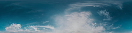Sky 360 panorama - Bright blue sky filled with fluffy white Cumulus clouds. Seamless hdr spherical...