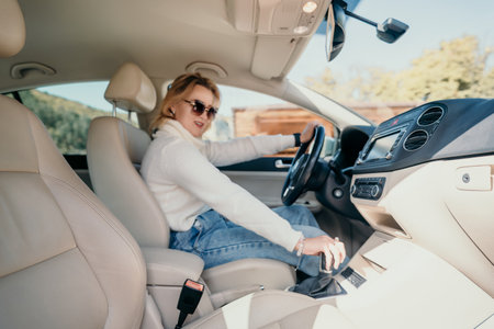 Woman Driving a Carの写真素材
