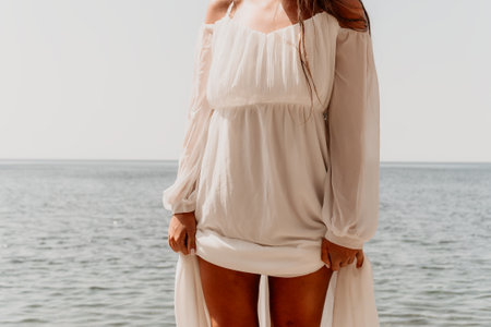 Woman White Dress Beach Ocean