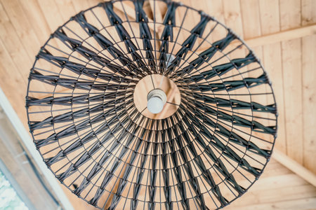 Wicker Ceiling Light Fixtureの写真素材