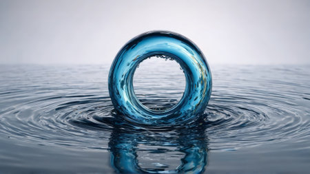 Minimalist water splash infinity symbol eternal cycle of life continuous flow simple wisdom everlasting renewalの素材