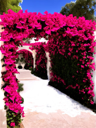 Bougainvillea (Bougainvillea glabra) Another variety of bougainvillea, known for its vibrant, paper-like bracts in shades of purple, pink, and magenta.の素材