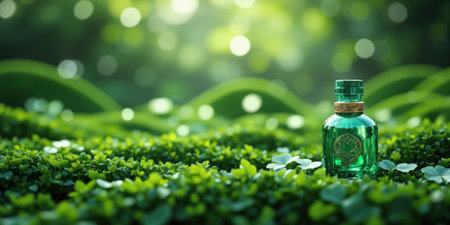 St. Patricks Day Emerald A vibrant, abstract background bursts forth in lush shades of emerald green, interwoven with subtle hints of goldの素材