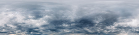Dramatic Sunset sky 360 panorama. Vibrant sky with bright glowing red pink Cumulus clouds. HDR 360...