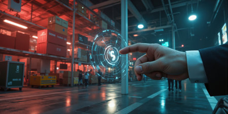 A blockchain-powered global supply chain platform, where businesses track, verify, and optimize the flow of goods and resources across industries.の素材
