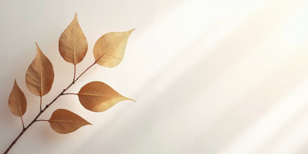 Minimalist Mocha Leaves A white background with abstract, line-art leaves in mocha and gold. The design is clean and modernの素材