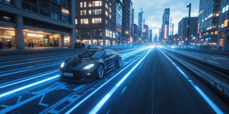 Smart Grid Energy Distribution Efficiency Visual concept of a smart grid improving energy distribution efficiency, interconnected smart grid networks optimizing energy flowの素材