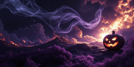 Halloween Haunt A moody, abstract background that captures the eerie yet captivating spirit of Halloween with a sophisticated blend of deep purplesの素材