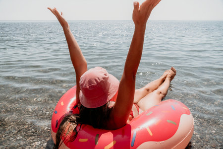 Woman Beach Float Relaxation Summer Vacation