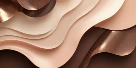 An elegant abstract design in deep mocha and soft musse, complemented by gentle touches of pale ivory and warm blush, createsの素材