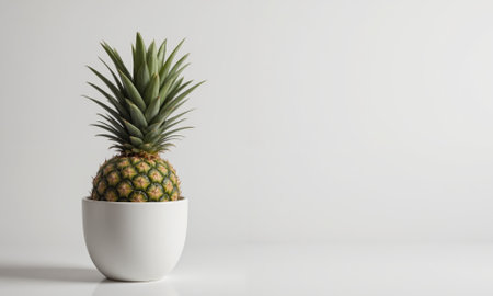 Pineapple Plant (Ananas comosus) Tropical plant with spiky green leaves and a single central fruit, often grown in large decorativeの素材