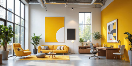 AI-driven creative studio with collaborative design stations, industrial lighting, and inspiring artwork. A cutting-edge creative studio with AI-driven collaborative designの素材