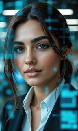 Middle Eastern Female Software Architect Middle Eastern woman, 30s, tech professional, designing system architecture, .の素材