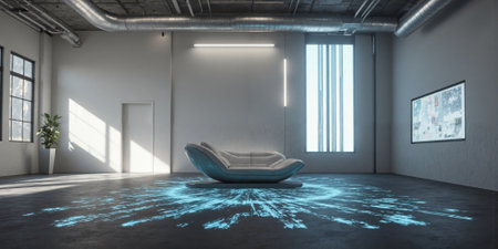 Neuroaesthetic Calibration Chamber Industrial space scientifically designed to produce specific neurological responses through precise implementation of proportions, patterns and spatialの素材