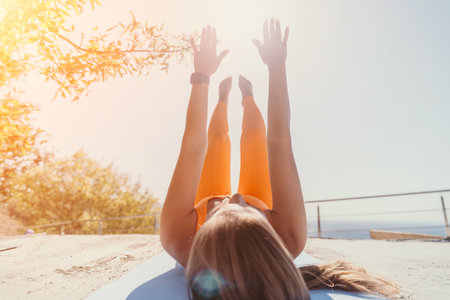 Woman Doing Yoga on a Sunny Day