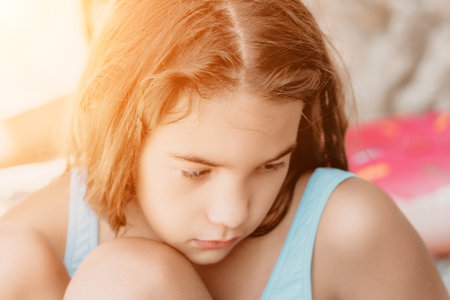 Portrait of a Young Girl With Long Brown Hairの写真素材