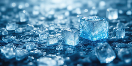 Ultra-Realistic Frozen Ice Texture with Crystalline Details A high-resolution macro shot capturing the intricate frozen details of pure ice, featuringの素材