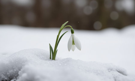 Korean Snowdrop (Galanthus nivalis) This early-blooming perennial is known for its delicate white flowers that often appear in the lateの素材