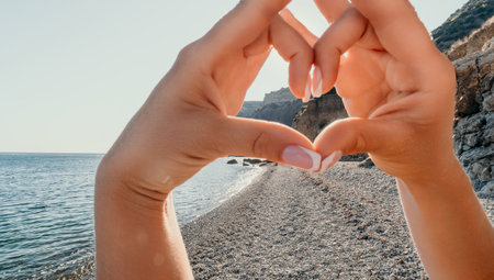 Heart-Shaped View of a Beach and Sea