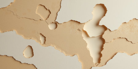 Tactile Paper Collage with Torn Edges in Neutral Beige Tones A textured and artistic composition of layered torn paper inの素材