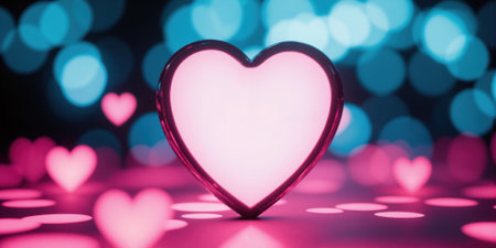 Emotional Marketing Pink and Blue Abstract with Heart An abstract painting with pink and blue, overlaid with a subtle heartの素材