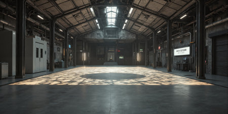 Chronoregulation Calibration Chamber Empty industrial space specifically designed to restore healthy temporal relationships through architectural elements that counter digital accelerationの素材